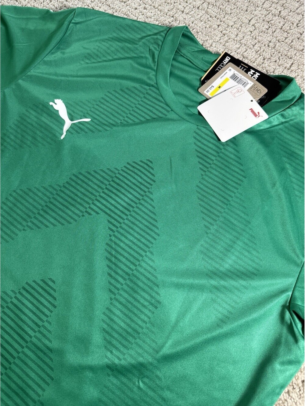 PUMA DRYCELL Green Short Sleeve Soccer Jersey Polyester Size Medium